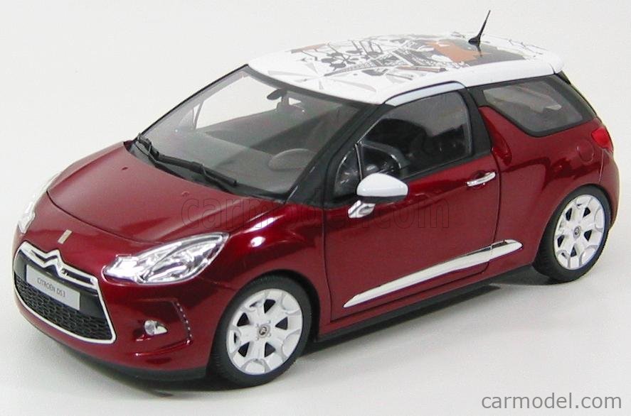 NOREV 181542 Scale 1/18 | CITROEN DS3 2010 SANGUINE RED MET WHITE