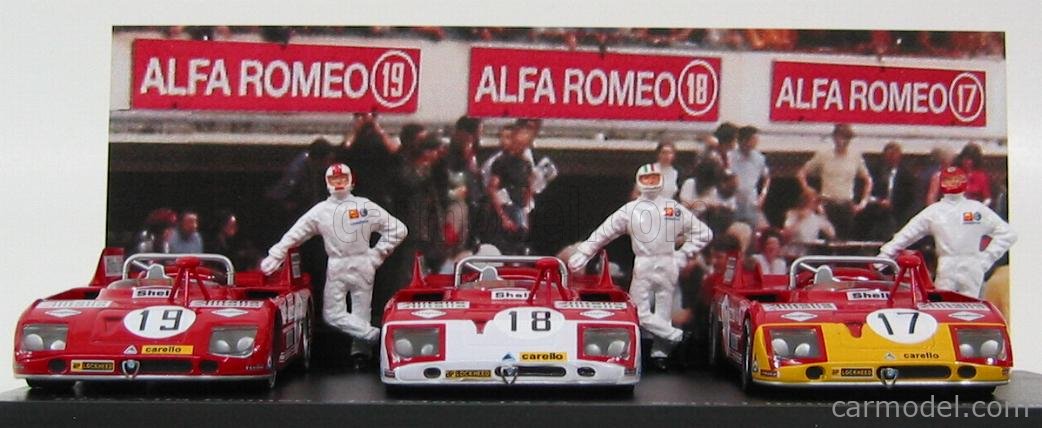 ALFA ROMEO - SET BOX ALFA ROMEO 24h LE MANS 1972 - 33.3TT N 17 MARKO -  ELFORD - N 18 DE ADAMICH - VACCARELLA - N 19 STOMLENN - GALLI