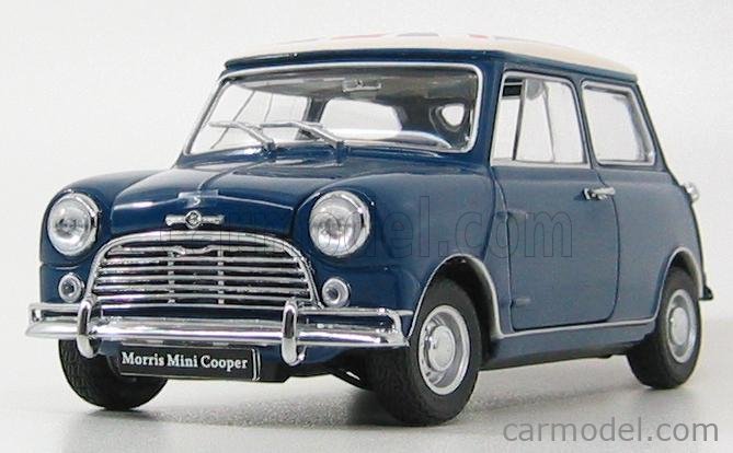 KYOSHO 08108BU Scale 1/18 | MORRIS MINI COOPER MKI 1275S 1959 WITH FLAG THE  UNION JACK BLUE IVORY