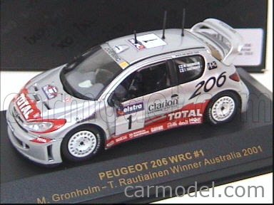 Ixo 1/43 - Peugeot 206 WRC N°1 - Vainqueur Rallye Suède 2003 - Gronholm