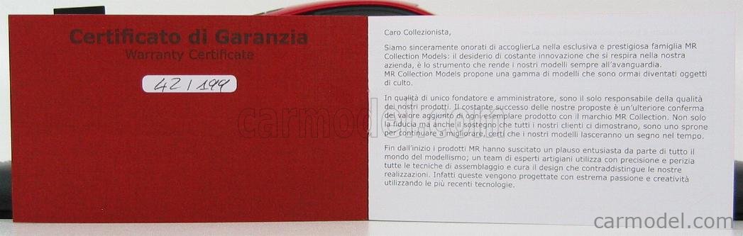 Ferrari 458 GT2 Rouge 1/18 MR Collection - Modèle Résine FE05A, état Neuf
