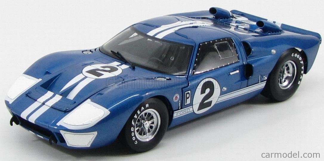 SHELBY-COLLECTIBLES SHELBY401 Escala 1/18  FORD USA GT40 MKII 7.0L V8 TEAM SHELBY AMERICAN INC. N 2 12h SEBRING 1966 D.GURNEY - J.GRANT BLUE MET WHITE