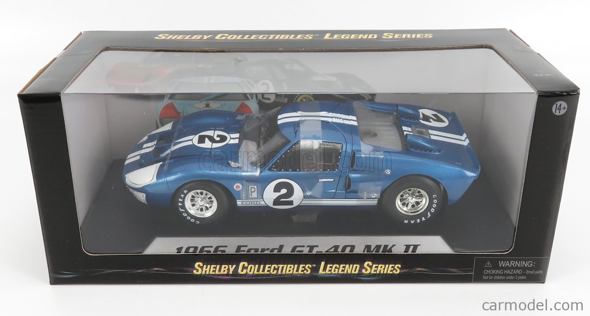 SHELBY-COLLECTIBLES SHELBY401 Scale 1/18  FORD USA GT40 MKII 7.0L V8 TEAM SHELBY AMERICAN INC. N 2 12h SEBRING 1966 D.GURNEY - J.GRANT BLUE MET WHITE