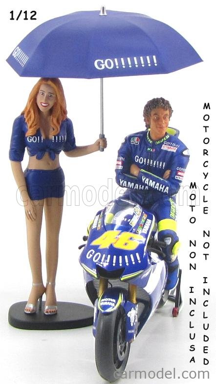 Valentino Rossi Pilota Figure & Ragazza Ombrellina MotoGP 2006 1:12 Model 