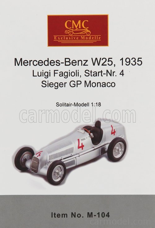 MERCEDES BENZ - F1 W25 N 4 GP MONTECARLO 1935 L.FAGIOLI