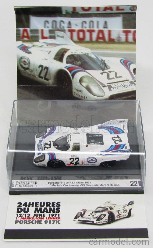 Brumm 1:43 Porsche 917K No22 Helmut Marko Gijs Van Lennep Winner 24 H Le Mans 1971, Martini Racing Team