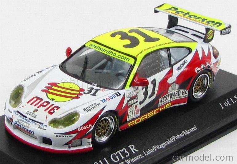 MINICHAMPS 1/43 Porsche 911 GT3 R Daytona 2001 - Blanc/Noir - Neuve Sous Boîte