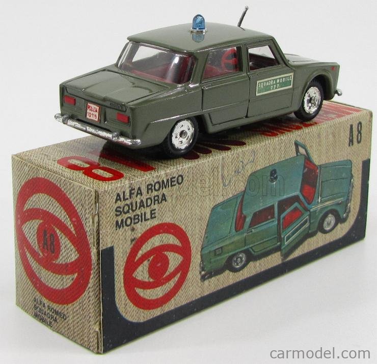 MEBETOYS MATTEL A8 Scale 1/43 | ALFA ROMEO GIULIA POLIZIA SQUADRA MOBILE  777 (POLICE) 3 ISSUE DARK GREEN