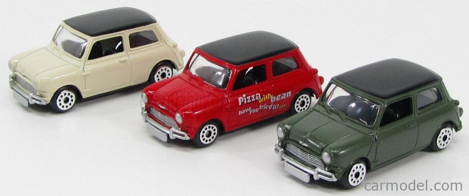 MOTOR-MAX 75620 Scale 1/43 | MORRIS SET 3X MINI COOPER 1969 IVORY RED GREEN