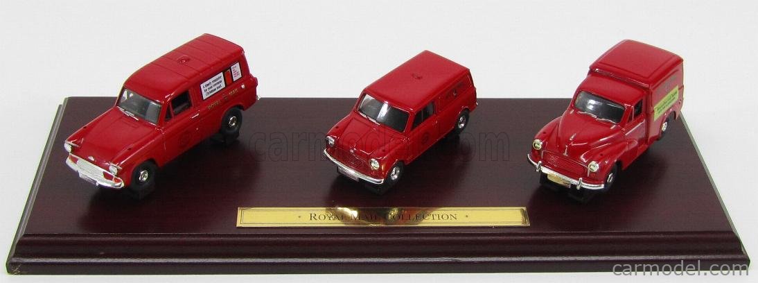 FORD ENGLAND - SET ROYAL MAIL COLLECTION - ANGLIA 1961 - MORRIS MINI VAN  1965 - MORRIS MINOR VAN 1956