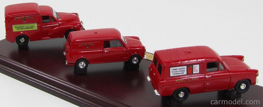 FORD ENGLAND - SET ROYAL MAIL COLLECTION - ANGLIA 1961 - MORRIS MINI VAN  1965 - MORRIS MINOR VAN 1956