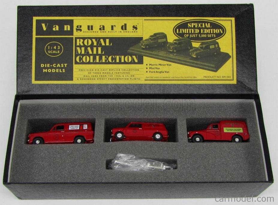 FORD ENGLAND - SET ROYAL MAIL COLLECTION - ANGLIA 1961 - MORRIS MINI VAN  1965 - MORRIS MINOR VAN 1956