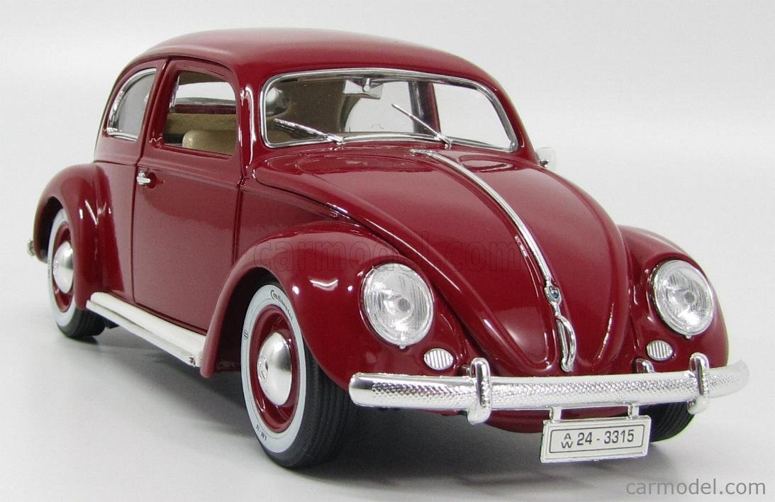 BURAGO 3361 Scale 1/18 | VOLKSWAGEN KAFER BEETLE 1955 BORDEAUX