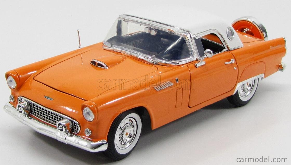 MOTORMAX Ford Thunderbird 1956 Gelb Cabrio – 1:24 Oldtimer Modellauto, Türen & Motorhaube öffnen