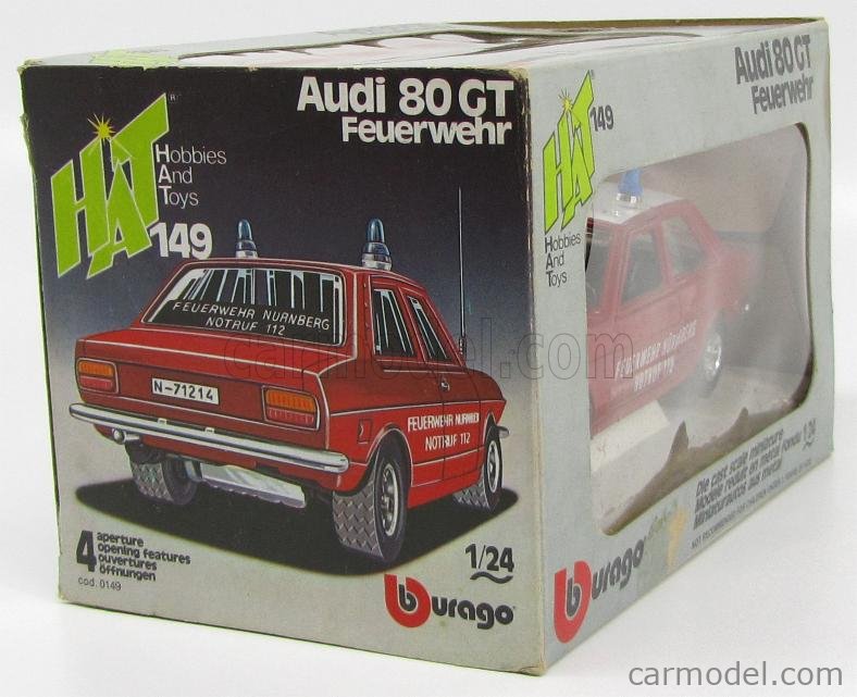 burago-0149-scale-1-24-audi-80-gt-feuerwehr-nurnmerg-notruf-fire