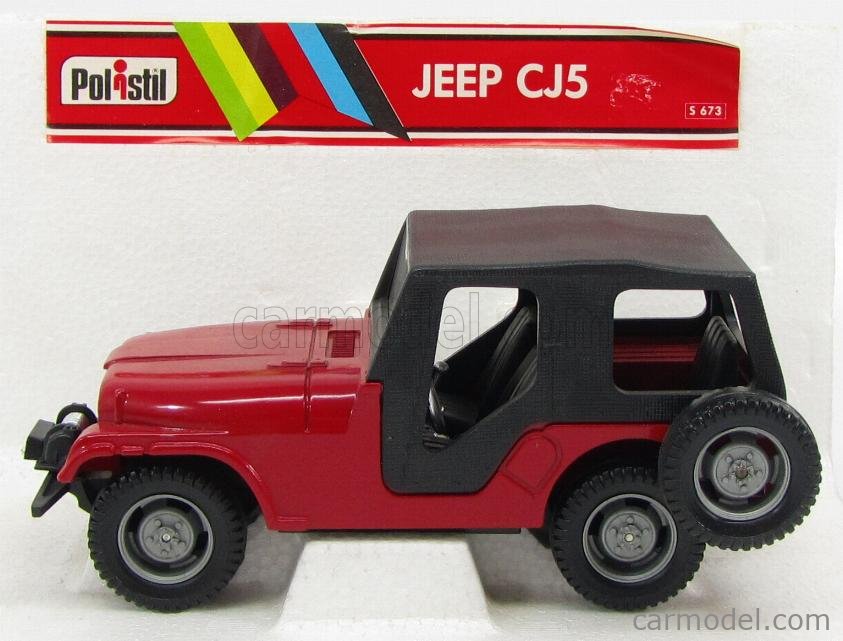 POLITOYS POLISTIL S673 Scale 1/25 | JEEP CJ5 CLOSED 1954 RED BLACK