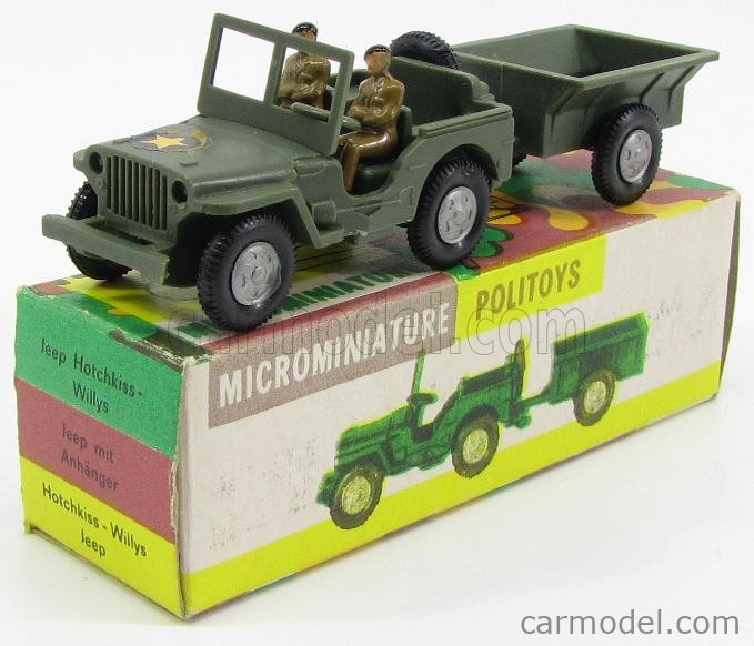 Polistil Politoys N°9 – Jeep Hotchkiss Willys Avec Remorque – Échelle 1/41 – Italie