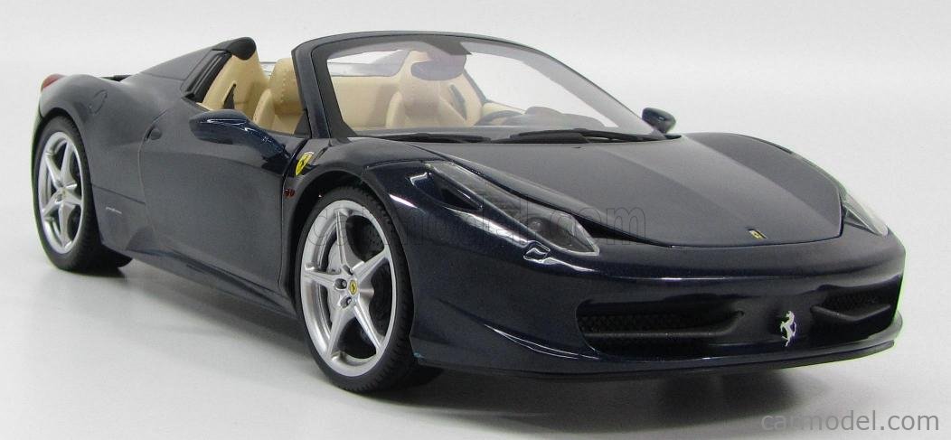 1/18 Hot Wheels Ferrari 458 Spider Diecast Model Car Dark Blue X5529 