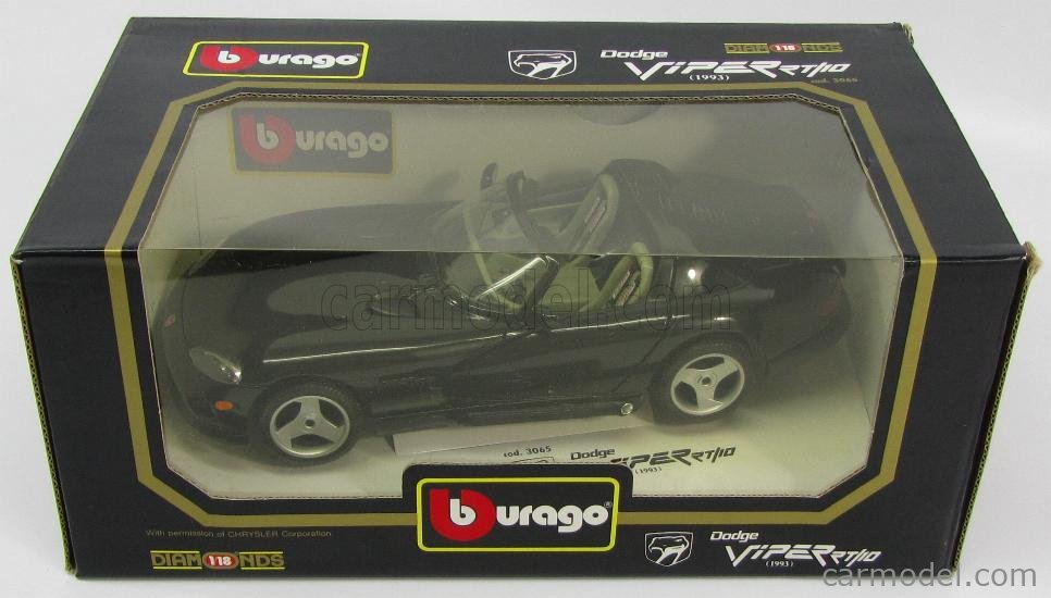 BURAGO 3065BK Scale 1/18 | DODGE VIPER RT/10 SPIDER 1993 BLACK