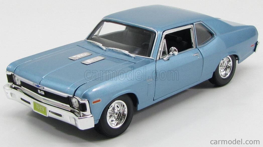 MAISTO 31132LB Scale 1/18 | CHEVROLET NOVA SS COUPE 2-DOOR 1970 LIGHT BLUE