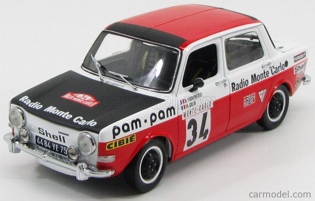 自動車 1/18 Norev SIMCA 1000 RALLY 2 SRT 1973 Diecast Simca 1000 Rallye 2 SRT Model 1:18 Yellow By NOREV