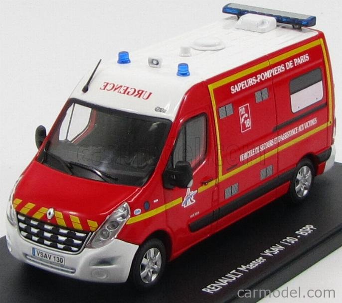 Miniature Eligor 1/43 Renault Master VSAV Pompiers 2006 - Sans Boîte