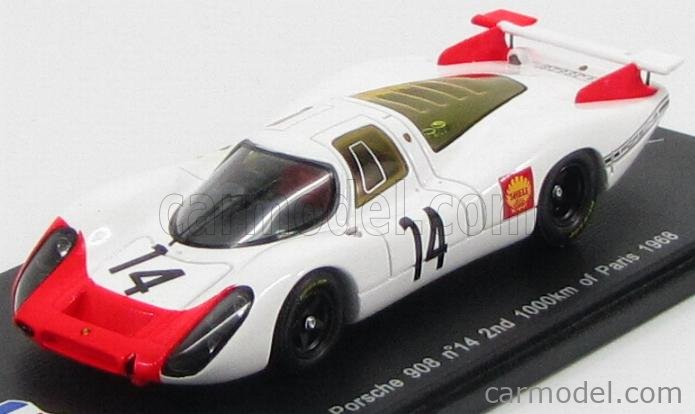 Porsche 908 N°14 – 1000km Paris 1968 – Spark 1/43 – Elford / Lins – Résine