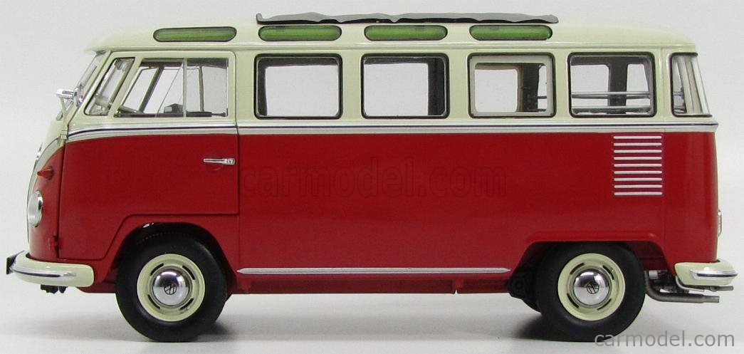 SCHUCO 0280 Scale 1/18 | VOLKSWAGEN T1 SAMBA MINIBUS 1962 RED IVORY