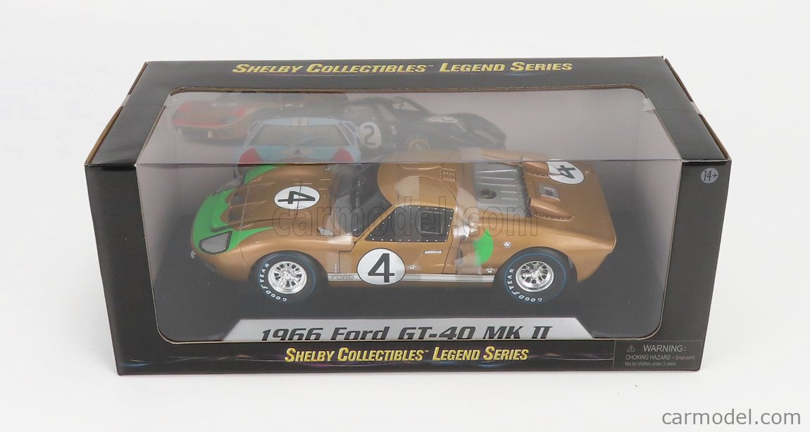 SHELBY-COLLECTIBLES SHELBY414 Scale 1/18 | FORD USA GT40 MKII COUPE TEAM  HOLMAN & MOODY N 4 24h LE MANS 1966 M.DONOHUE - P.HAWKINS COPPER MET GREEN