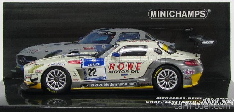 Miniature Mercedes SLS 1/43 Spark AMG GT3 No.22 Rowe Racing 24h Nürburgring 2014 M.Zehe/C