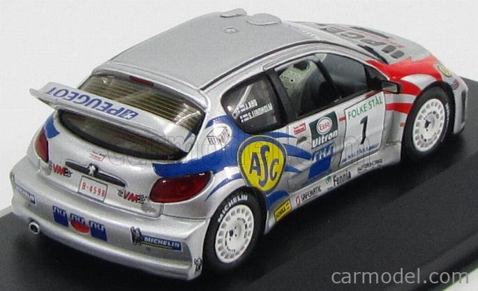 Ixo 1/43 - Peugeot 206 WRC Ypres Westhoek Rallye 2000 N°9 - Très Bon état