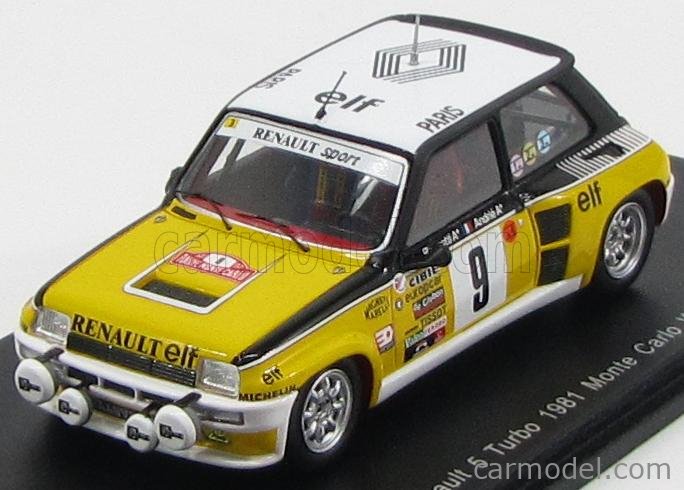 Spark Model S3853 Scale 1 43 Renault R5 Turbo N 9 Winner Rally Montecarlo 1981 J Ragnotti J M Andrie White Yellow Black