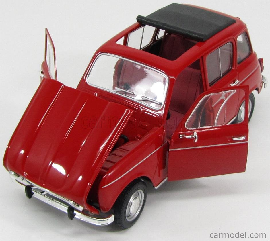 Véhicule Miniature assemble - Renault 4L Rouge Foncé 1966 1-18