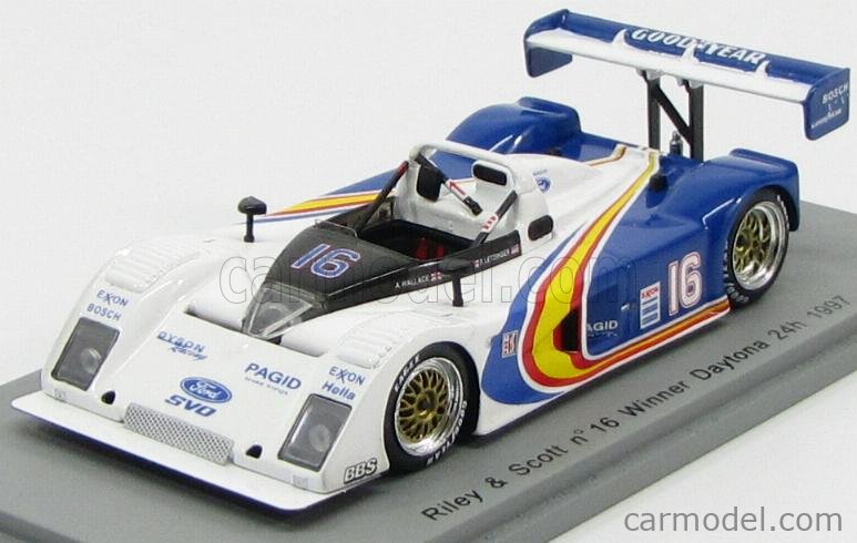 Spark Model S0008 Masstab 1 43 Riley Riley Scott Mkiii Ford Team Dyson Racing N 16 Winner 24h Daytona 1997 J Weaver B Leitzinger A Wallace White Blue Yellow