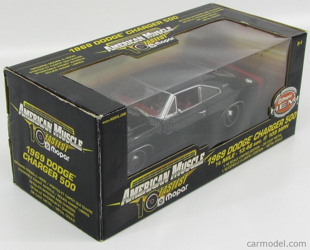 ERTL 1/18 ダッジ チャージャー 500 ERTL 33015 Scale 1/18 | DODGE CHARGER 500 HEMI 1969 BLACK RED
