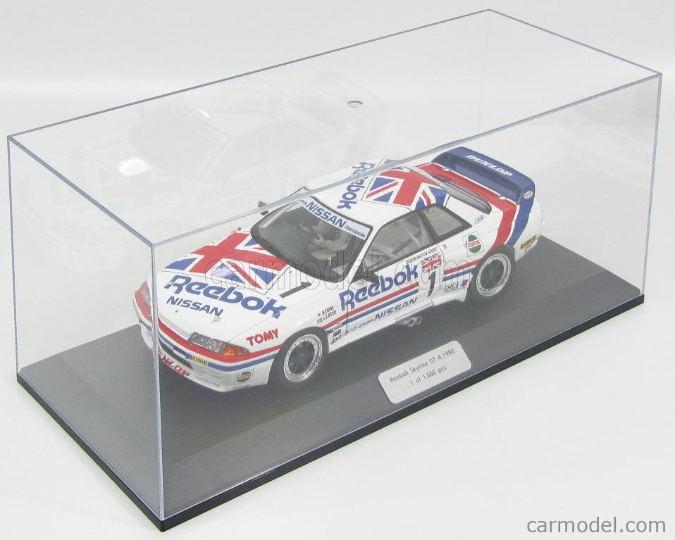 NISSAN - SKYLINE GT-R (R32) TEAM REEBOK N 1 GROUP A 1990 HASEMI - WITH  DRIVER FIGURE - CON VETRINA - WITH SHOWCASE