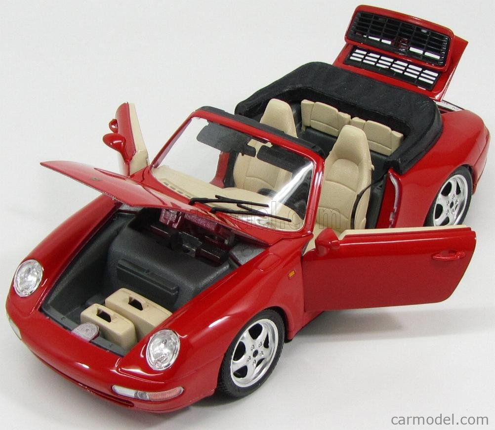 Burago 1/18 – Porsche 911 Carrera Cabriolet 1994 Bleue – Modèle Réduit Occasion Boîte Défraîchie