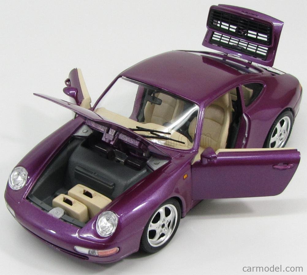 PORSCHE 911 993 Carrera 1993 avec aileron fuchsia violet 1/18 BURAGO