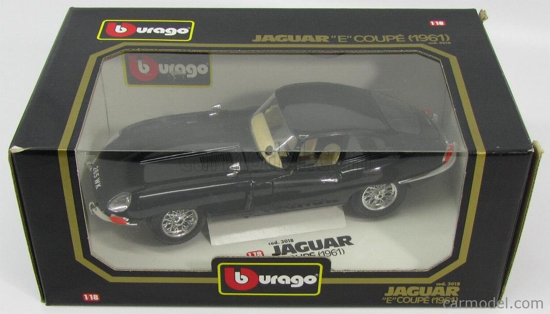 Burago 1/18 Scale Diecast 30018 - 1961 Jaguar E Coupe - Grey