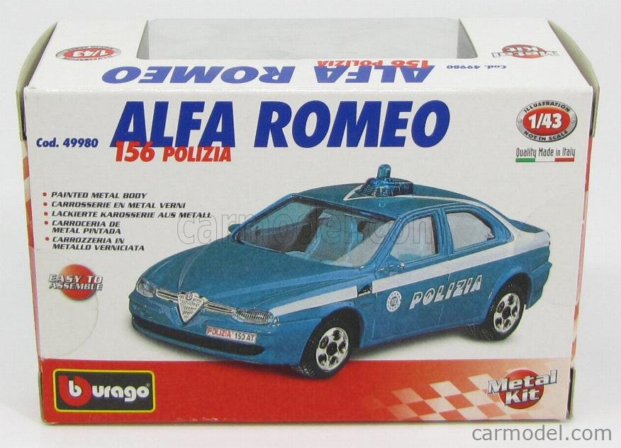 Hongwell 1/43 Alfa Romeo 156 - Police Municipale Blanche - Échelle 1:43 - Occasion