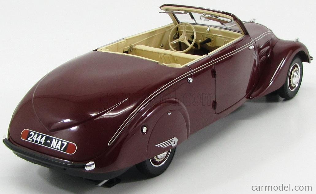 NOREV 184717 Scale 1 18 PEUGEOT 402 ECLIPSE CABRIOLET 1937 DARK RED