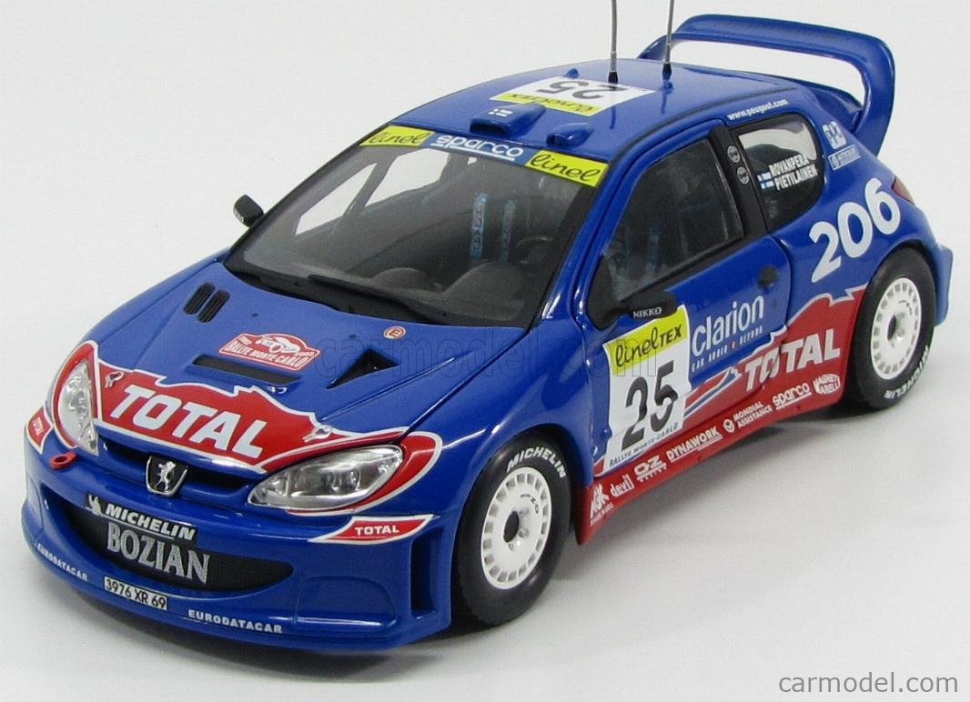 SUN-STAR 03853 Scale 1/18 | PEUGEOT 206 WRC RALLY MONTECARLO N 25 