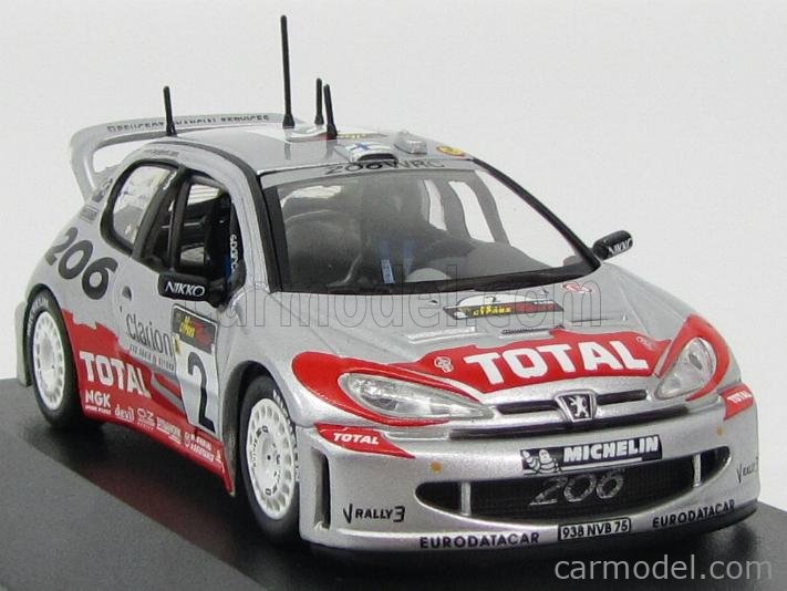 Jadi JD90020 PEUGEOT 206 WRC WINNER SWEDISH RALLY 2000 GRONHOLM-RAUTIANEN 1:43 A
