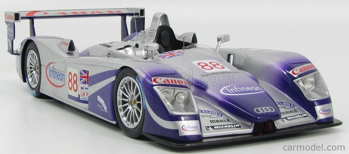 Modèle Réduit Audi R8 Spark 1/18 - #88 24h Le Mans 2004 - État Occasion Avec Défauts (boîte Abîmée)