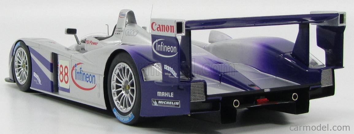 Spark-model Audi R8 3.6l Turbo V8 Team Audi Sport Joest N 9 2. 24h Le Mans 2000 Laurent Aiello Allan Mcnish Stephane Ortelli 1 18 Strieborno Zlta