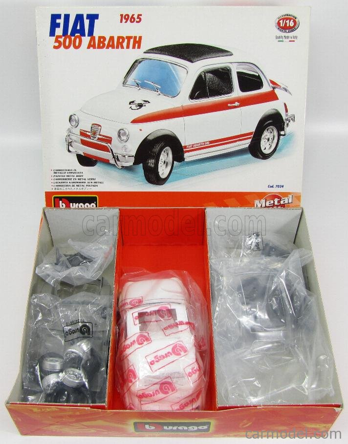 BURAGO 7034 Scale 1/16 | FIAT 500 695 ABARTH 1965 WHITE