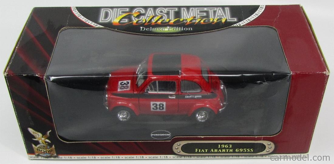 YAT-MING 92338 Scale 1/18 | FIAT ABARTH 500 695 SS N 38 1963 RED BLACK