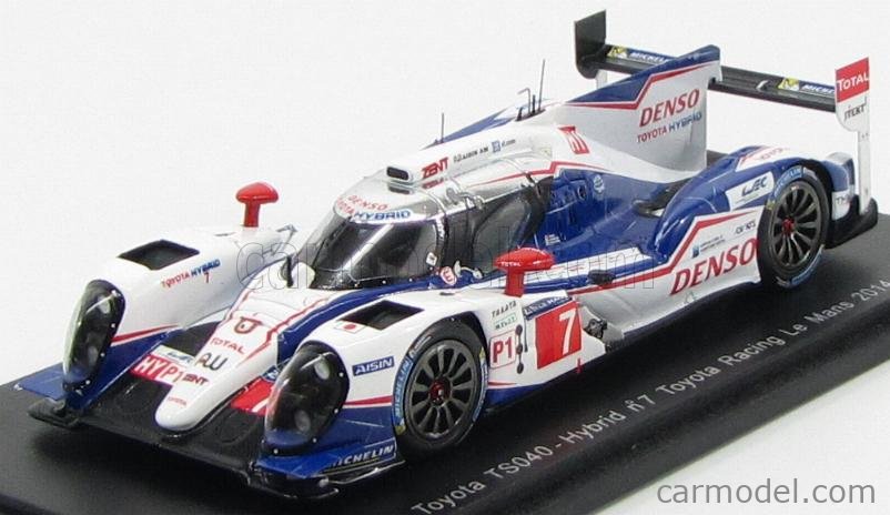 SPARK-MODEL S4202 Scale 1/43 | TOYOTA TS040 3.7L V8 HYBRID TEAM TOYOTA  RACING N 7 24h LE MANS 2014 A.WURZ - S.SARRAZIN - K.NAKAJIMA WHITE BLUE