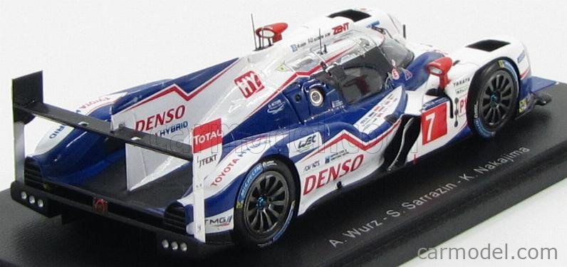 SPARK-MODEL S4202 Scale 1/43 | TOYOTA TS040 3.7L V8 HYBRID TEAM TOYOTA  RACING N 7 24h LE MANS 2014 A.WURZ - S.SARRAZIN - K.NAKAJIMA WHITE BLUE