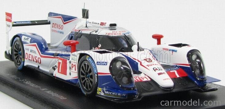 SPARK-MODEL S4202 Scale 1/43 | TOYOTA TS040 3.7L V8 HYBRID TEAM TOYOTA  RACING N 7 24h LE MANS 2014 A.WURZ - S.SARRAZIN - K.NAKAJIMA WHITE BLUE